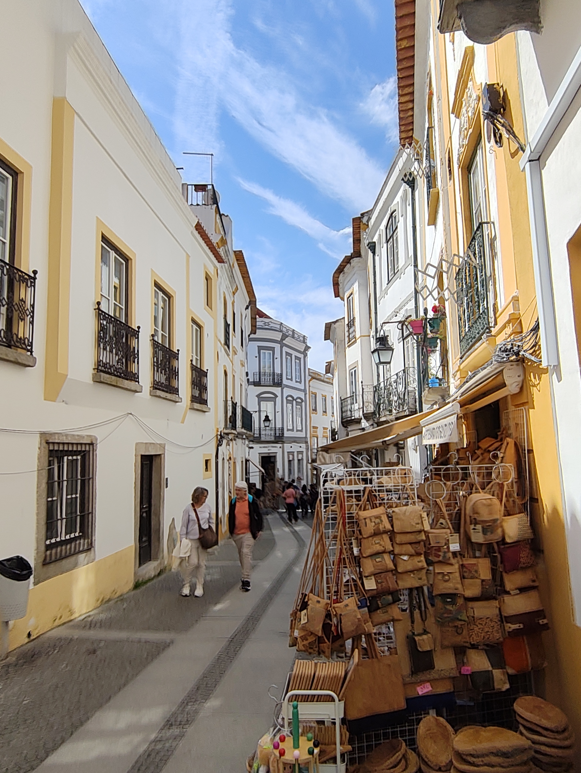 Évora old town street with shops