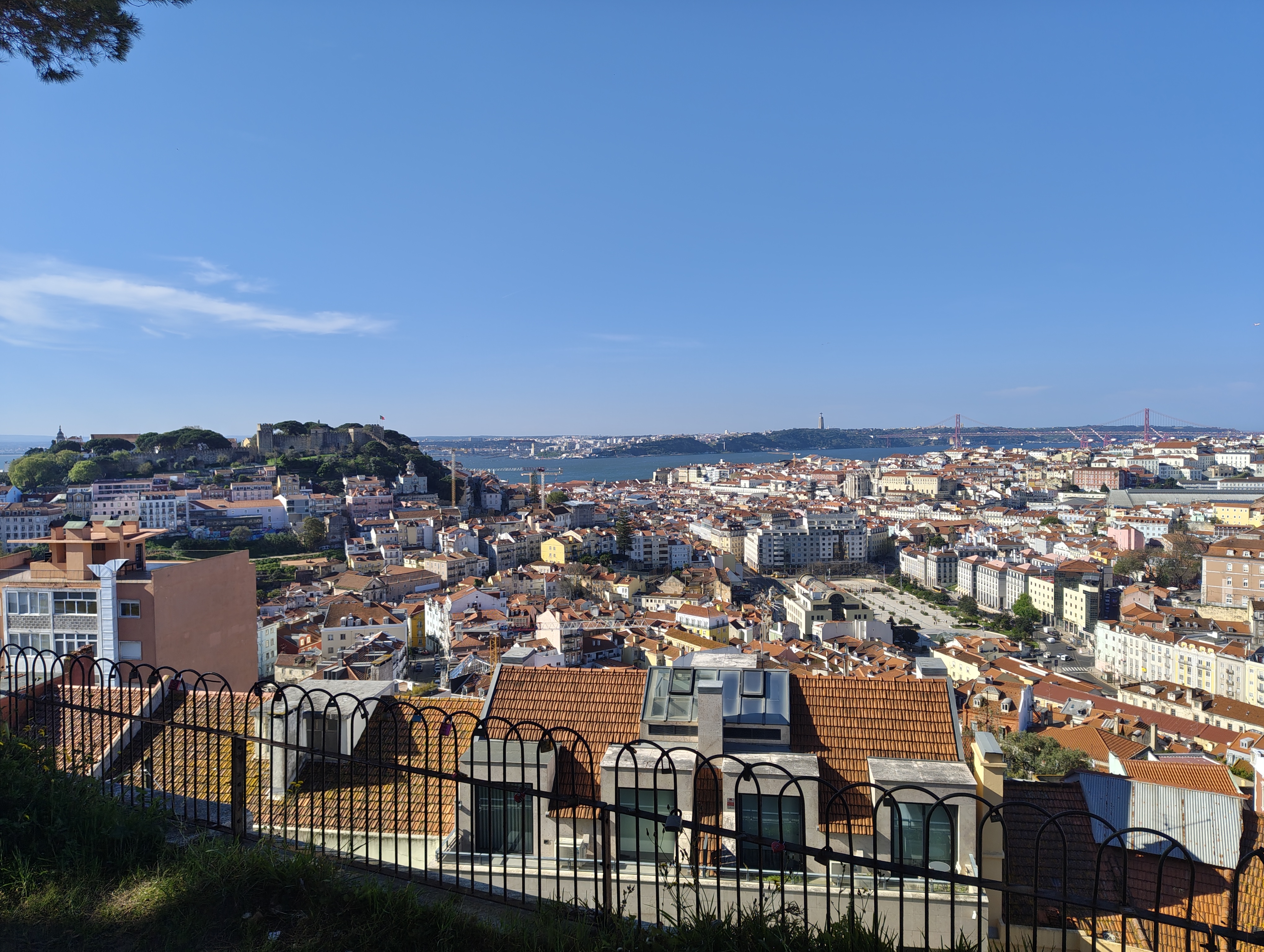 Lisbon rooftops and 25 de Abril bridge