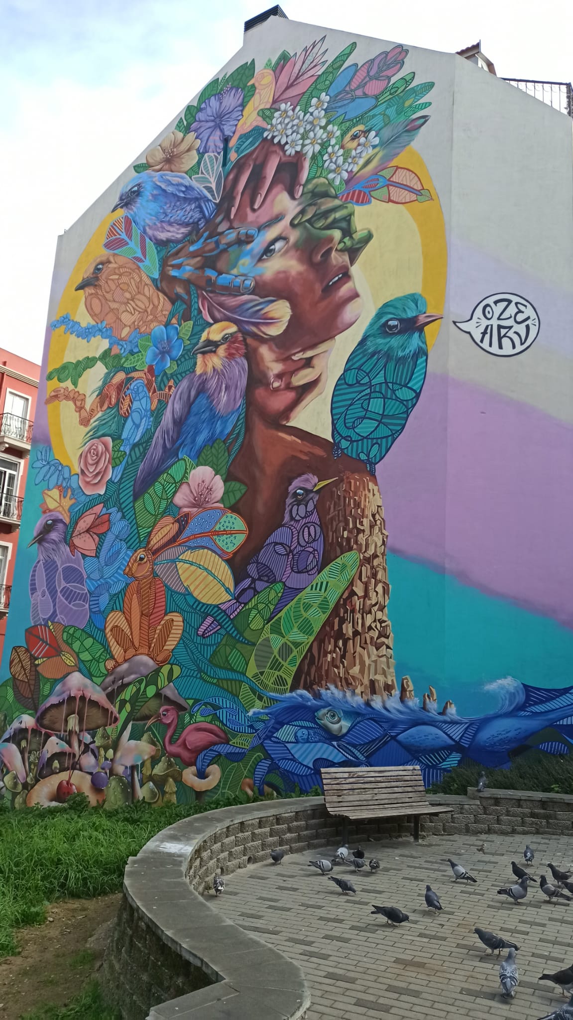 Vivid street art mural in Lisbon
